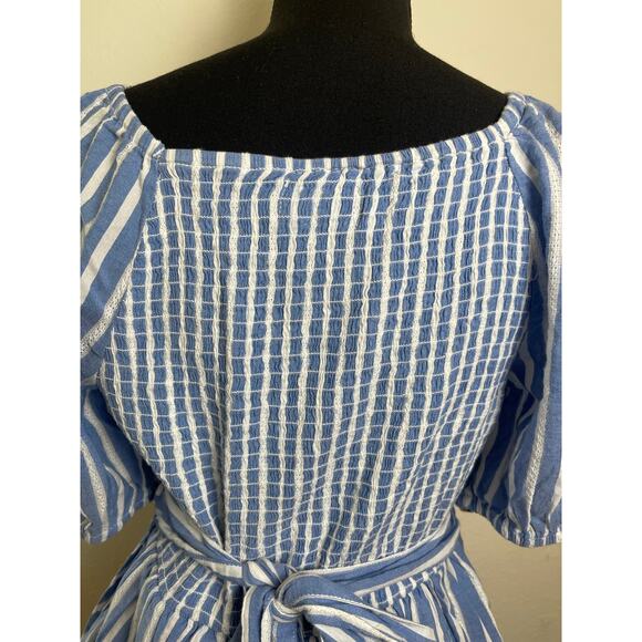 Old Navy Women's Striped Wrap Baby Doll Top Blue M Cottage Pastoral Feminine - Picture 11 of 15